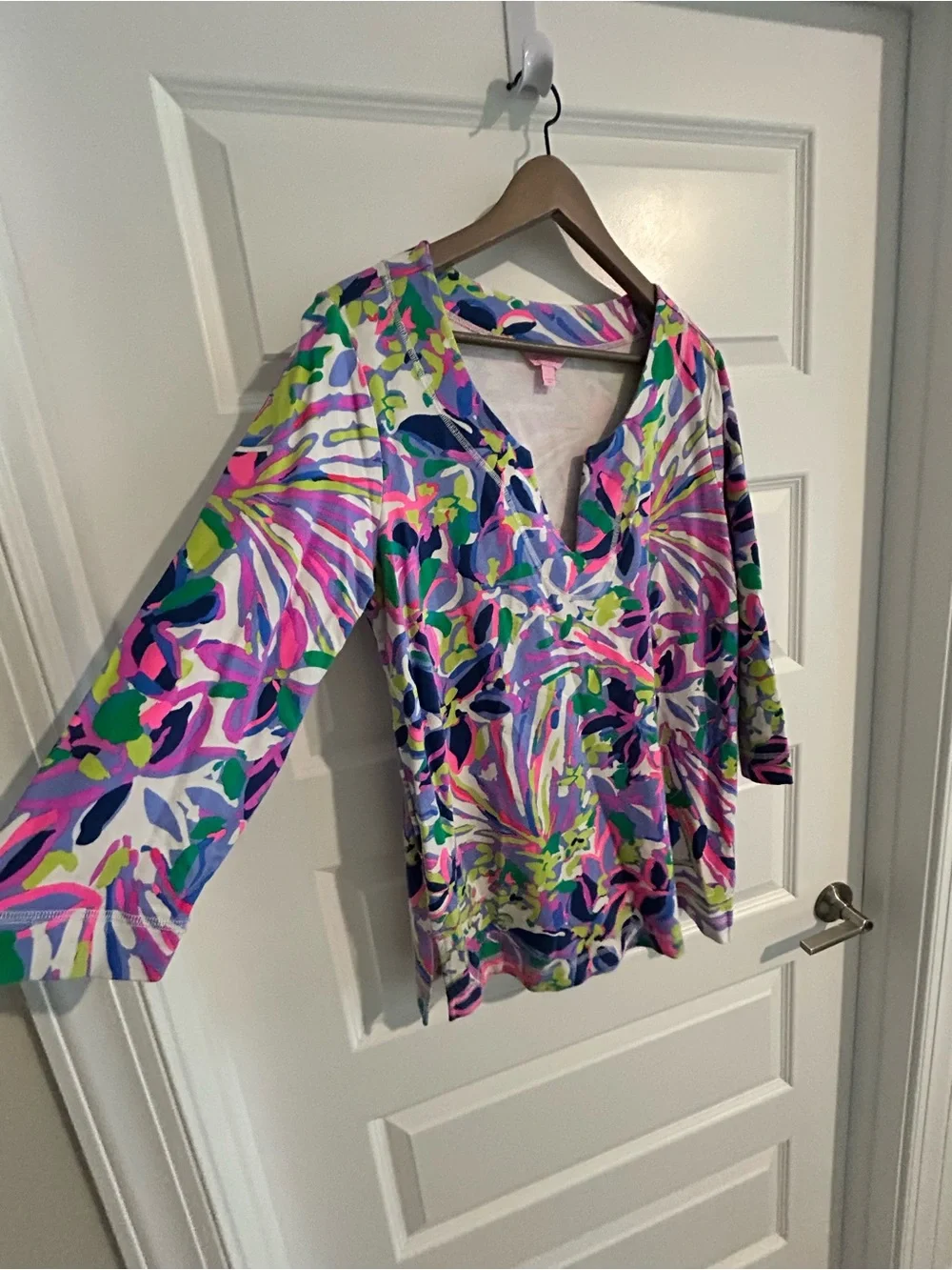 Lilly Pulitzer Justina Top Purple Pink Multi Size L